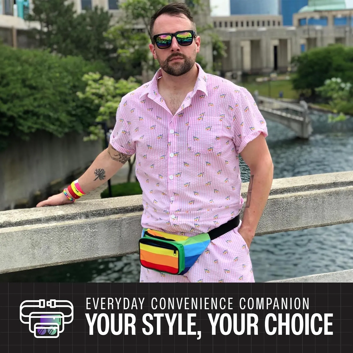 Rainbow Fanny Pack Belt Bag I Mens Fanny Packs for Women Fashionable - Crossbody Bag Bum bag Waist Bag Waist Pack - For Halloween costumes, for Hiking, Running, Travel, Waterproof and more