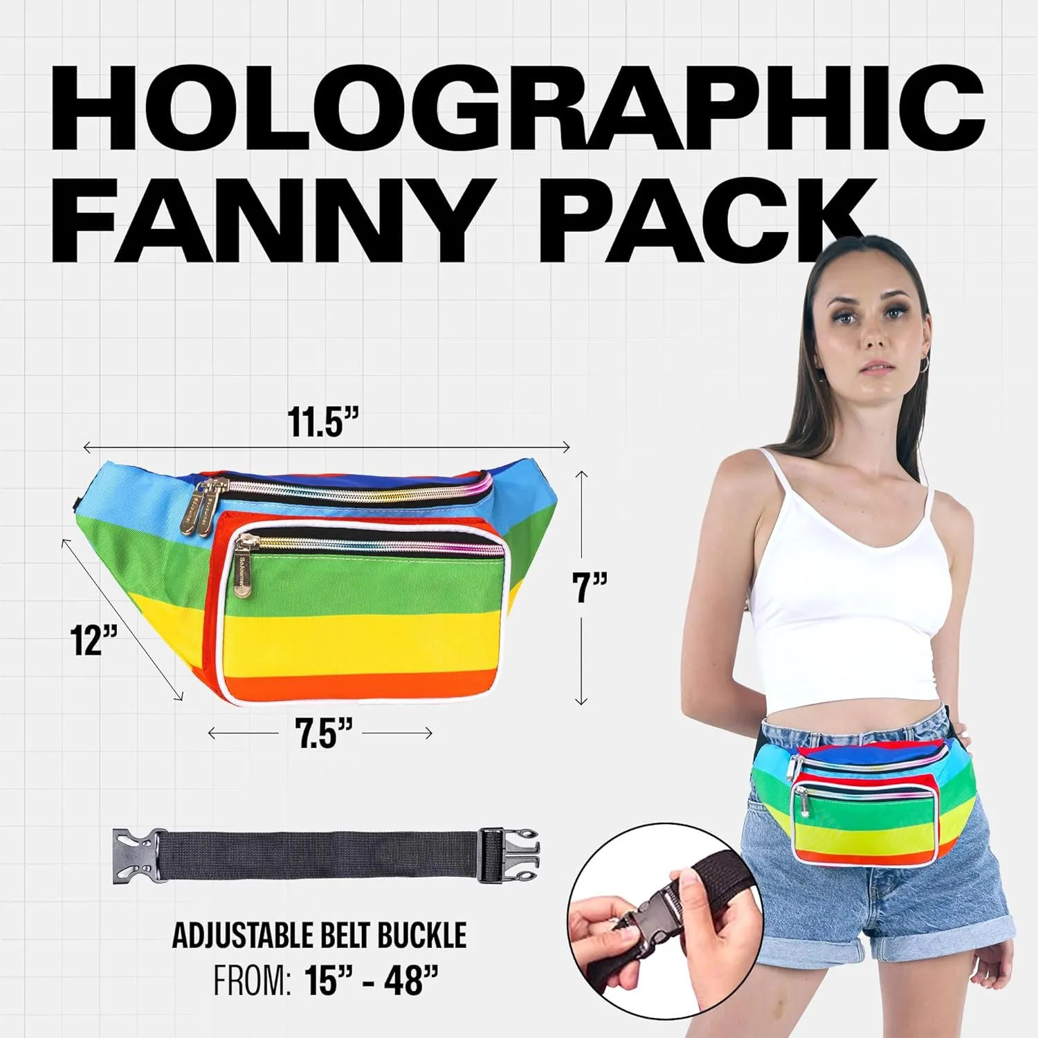 Rainbow Fanny Pack Belt Bag I Mens Fanny Packs for Women Fashionable - Crossbody Bag Bum bag Waist Bag Waist Pack - For Halloween costumes, for Hiking, Running, Travel, Waterproof and more