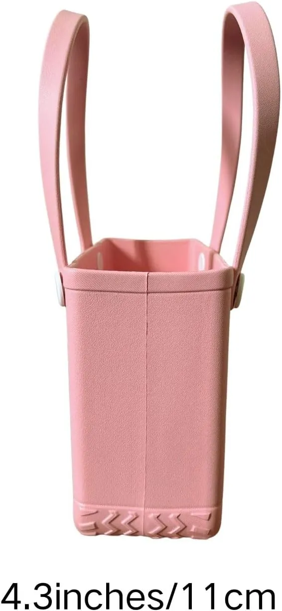 Rubber Tote Bag, Bitty Beach Tote, Double Shoulder Strap, Lightweight Carryall for Beach, Travel, Gym, Pool, Camping