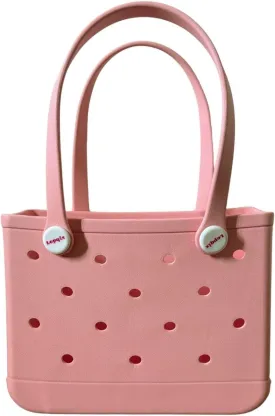 Rubber Tote Bag, Bitty Beach Tote, Double Shoulder Strap, Lightweight Carryall for Beach, Travel, Gym, Pool, Camping