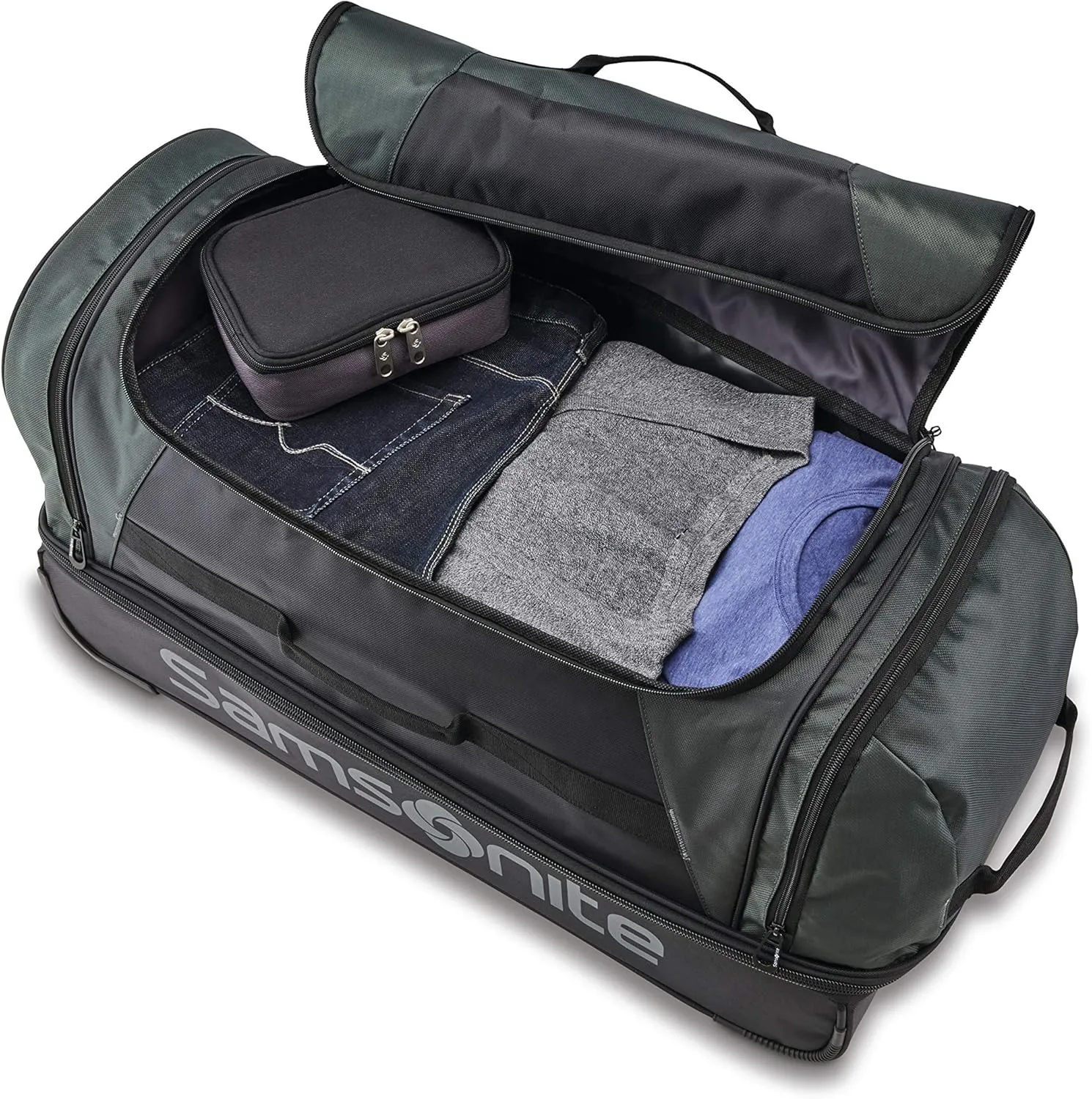 Samsonite Andante 2 Wheeled Duffel Bag  28-Inch Durable Rolling Luggage with Inline Skate Wheels, Push-Button Handle & Spacious Compartments  Travel-Friendly and Lightweight - All Black