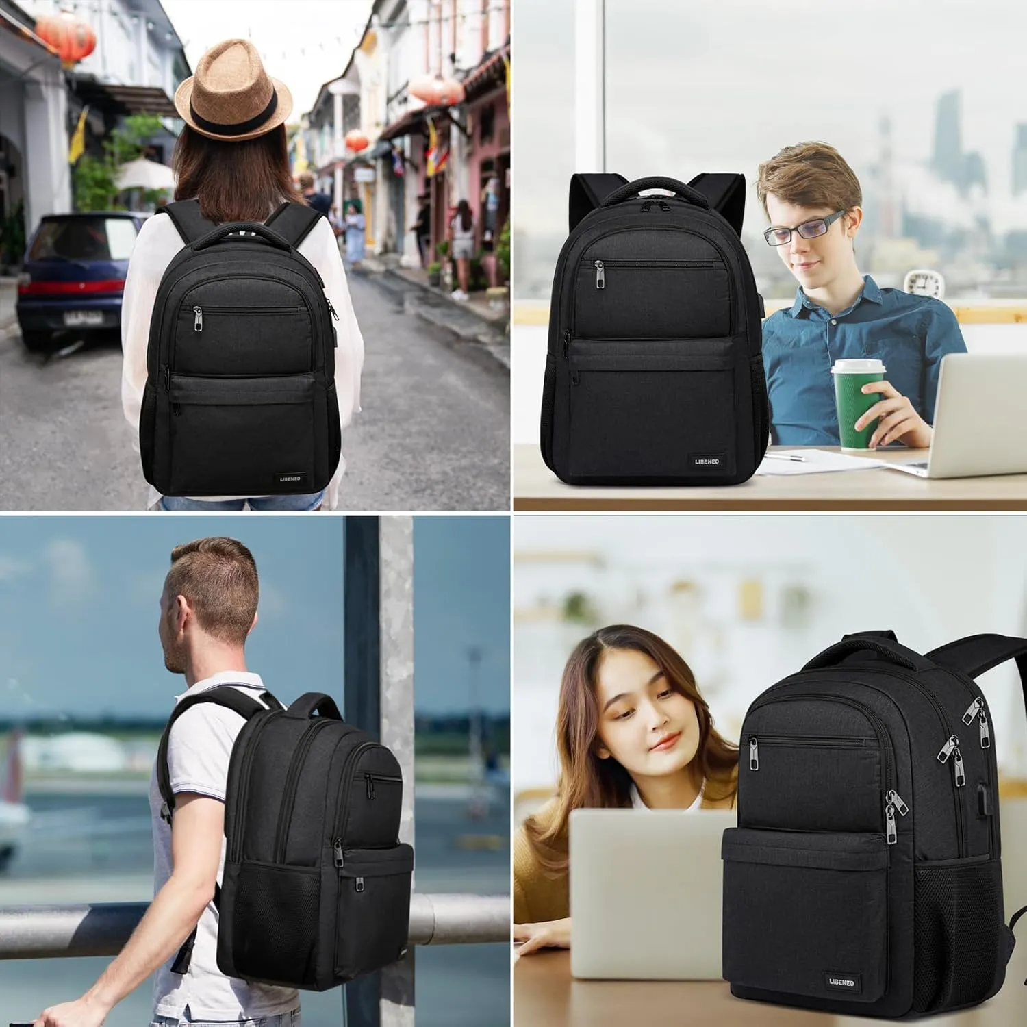 School Backpack for Teen Boys, 17.3 Inch Laptop Bookbag with USB Charging Port, Waterproof Backpack for High School & College Students, Durable Travel Backpacks for Teens