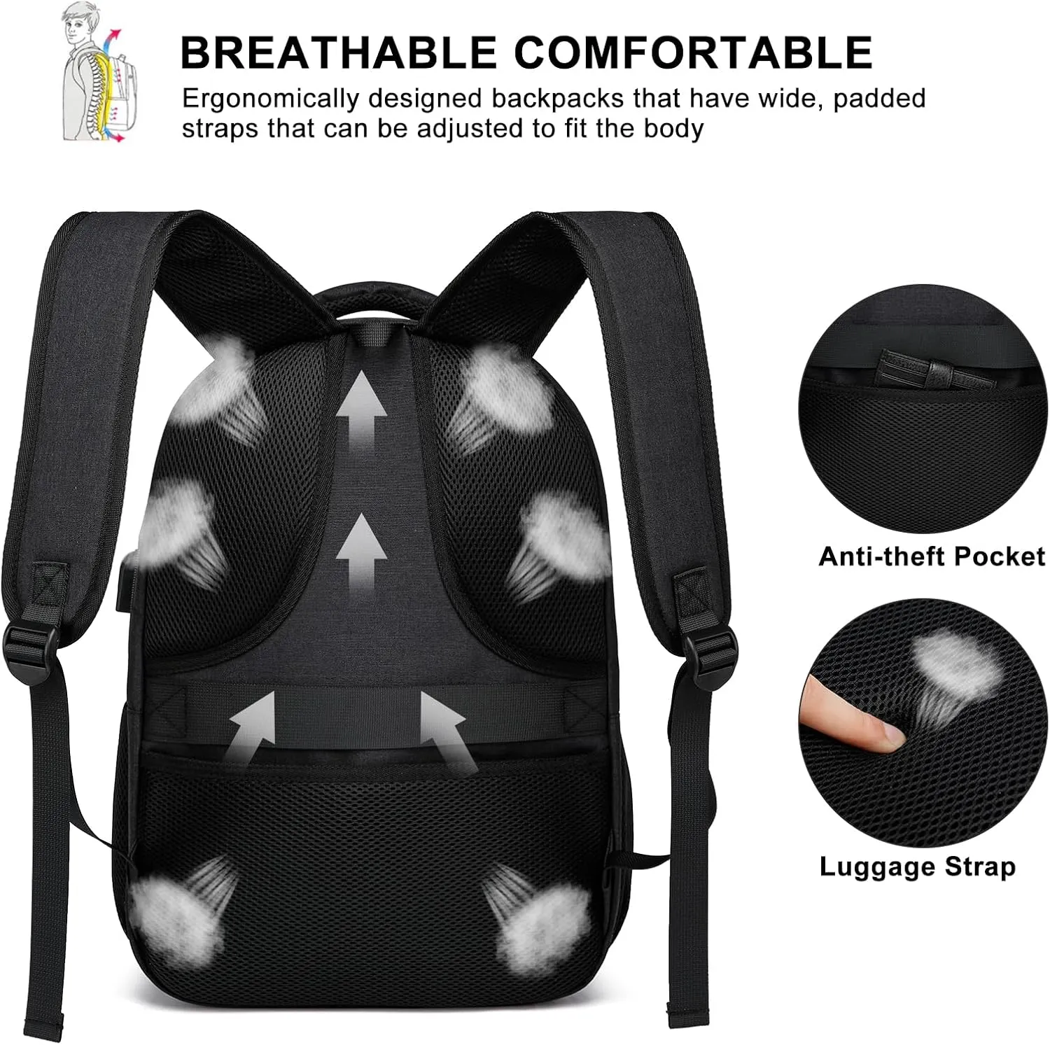 School Backpack for Teen Boys, 17.3 Inch Laptop Bookbag with USB Charging Port, Waterproof Backpack for High School & College Students, Durable Travel Backpacks for Teens