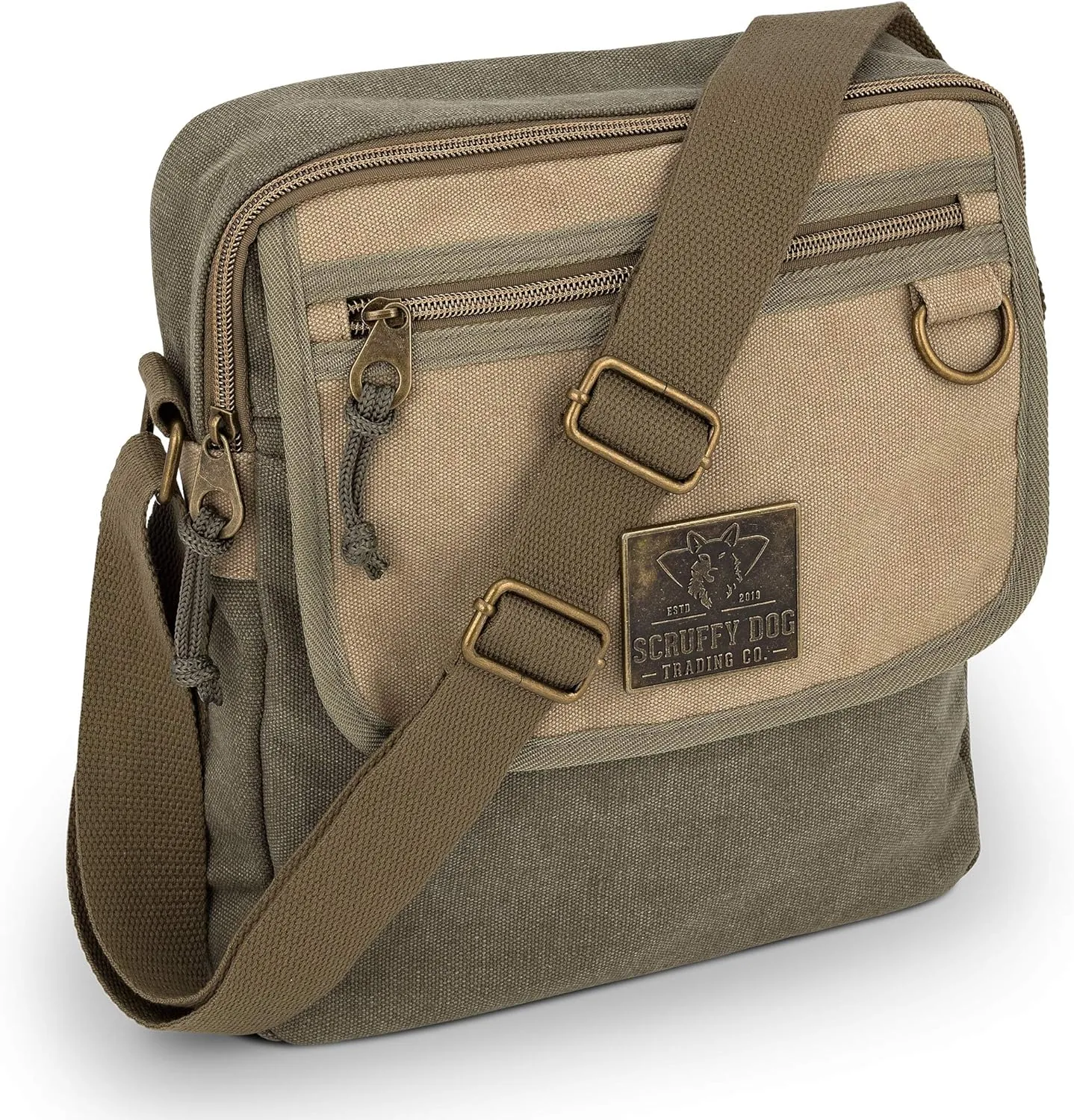 SCRUFFY DOG Crossbody Messenger Bag for Men and Women - Canvas Shoulder Bags with Adjustable Strap - Small - 11 inch