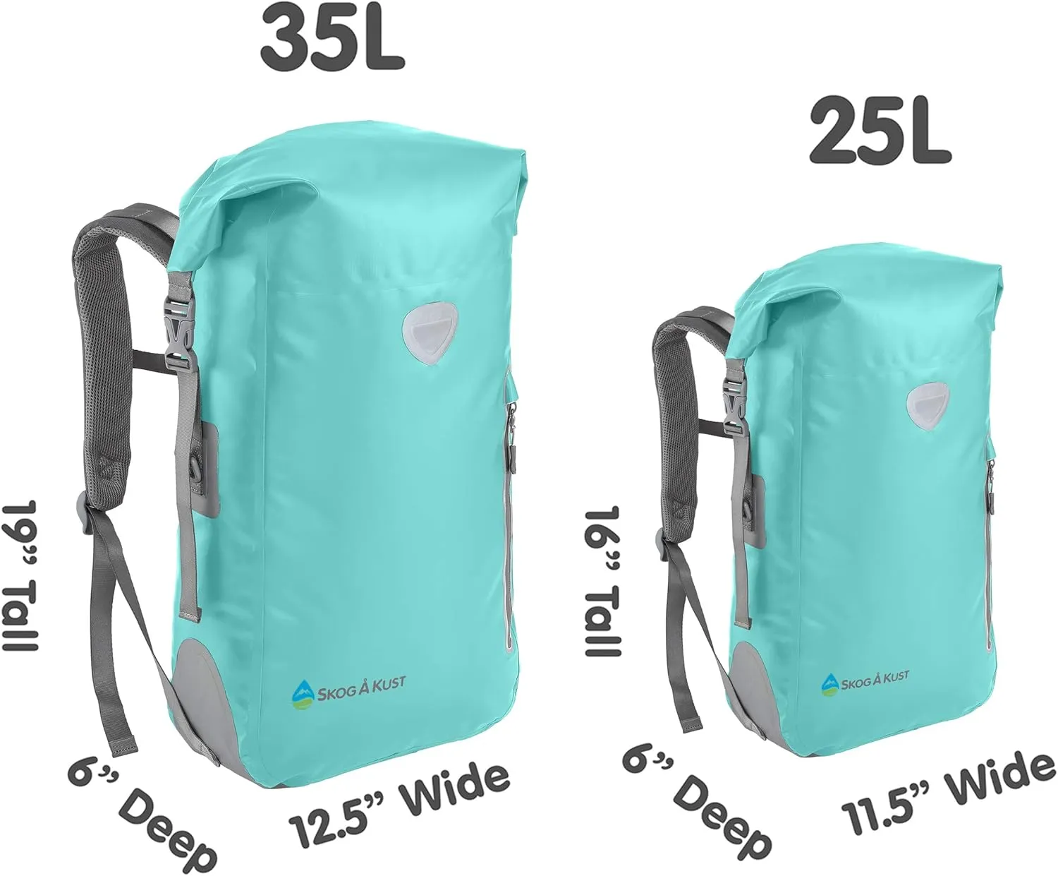 Skog  Kust BackSak Heavy Duty Waterproof Backpack - Gear Bag for Sports, Travel, & More - 25 & 35 Liter Sizes