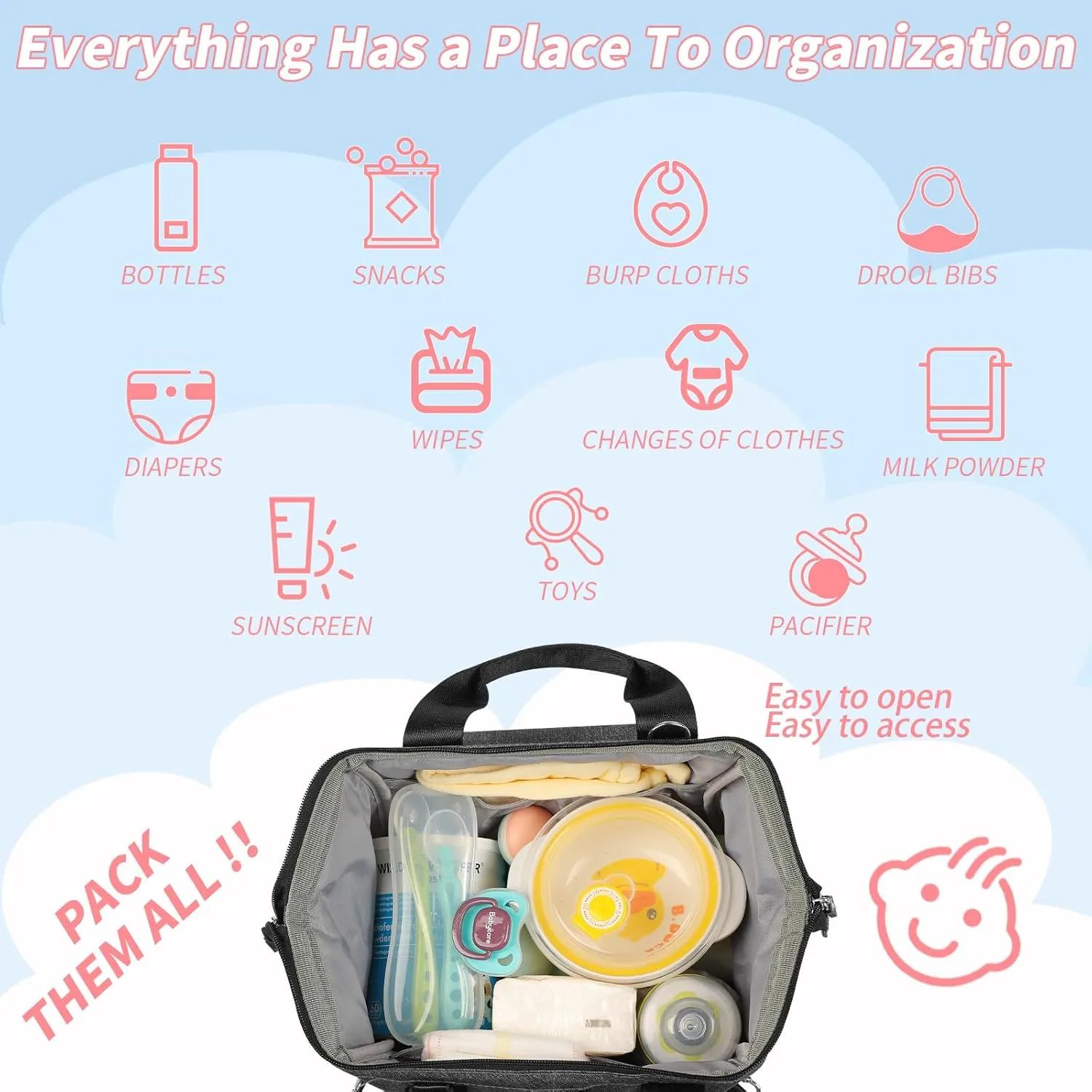 Small Diaper Bag Backpack: Mini Tote Diaper Bags for Boy and Girl, Cute Crossbody Toddler Bag for Mom and Kids on Travel,Simple Practical Small Baby Diapers Bag Grey