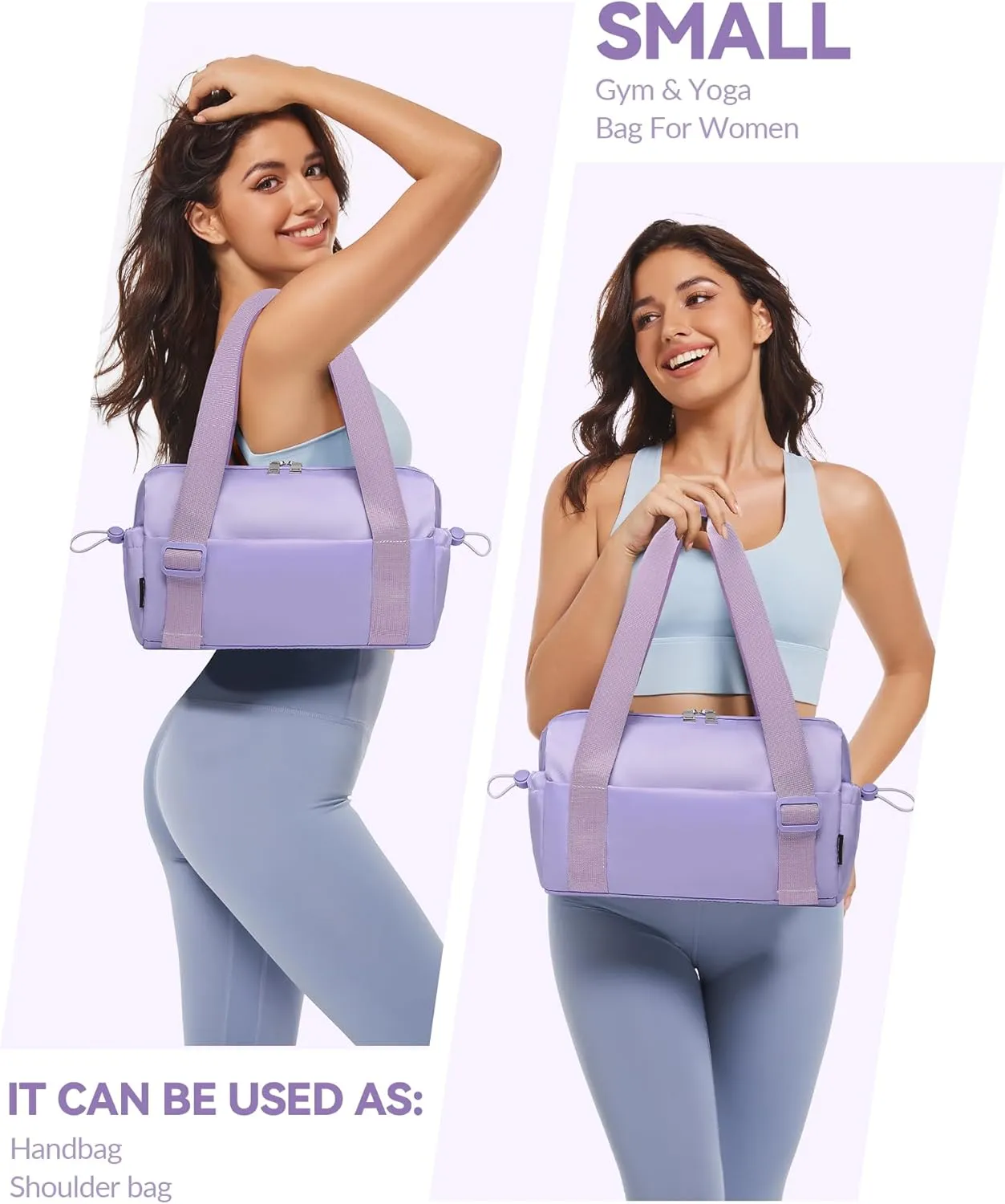 Small Gym Bag for Women Mini Duffle Bag with Wet Compartment, Lightweight Waterproof Cute Tote for Girls Workout Sport Travel,Purple