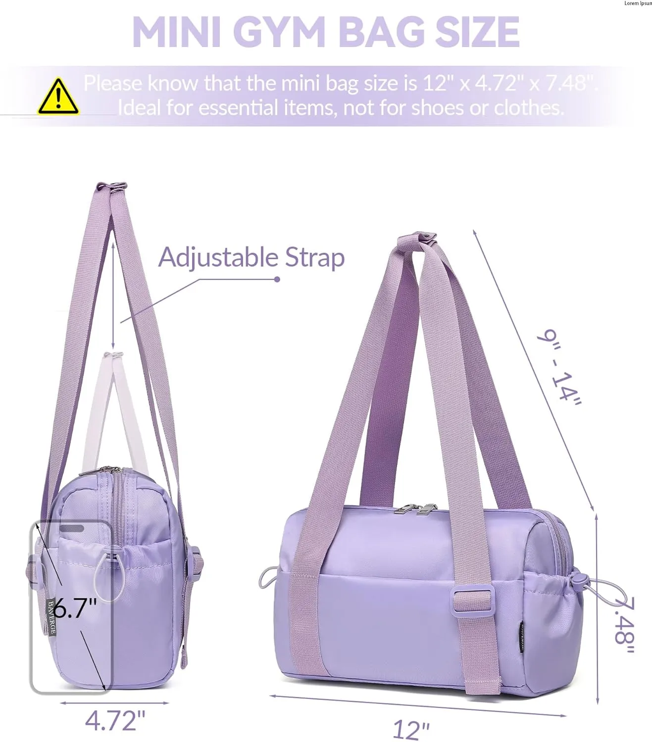 Small Gym Bag for Women Mini Duffle Bag with Wet Compartment, Lightweight Waterproof Cute Tote for Girls Workout Sport Travel,Purple