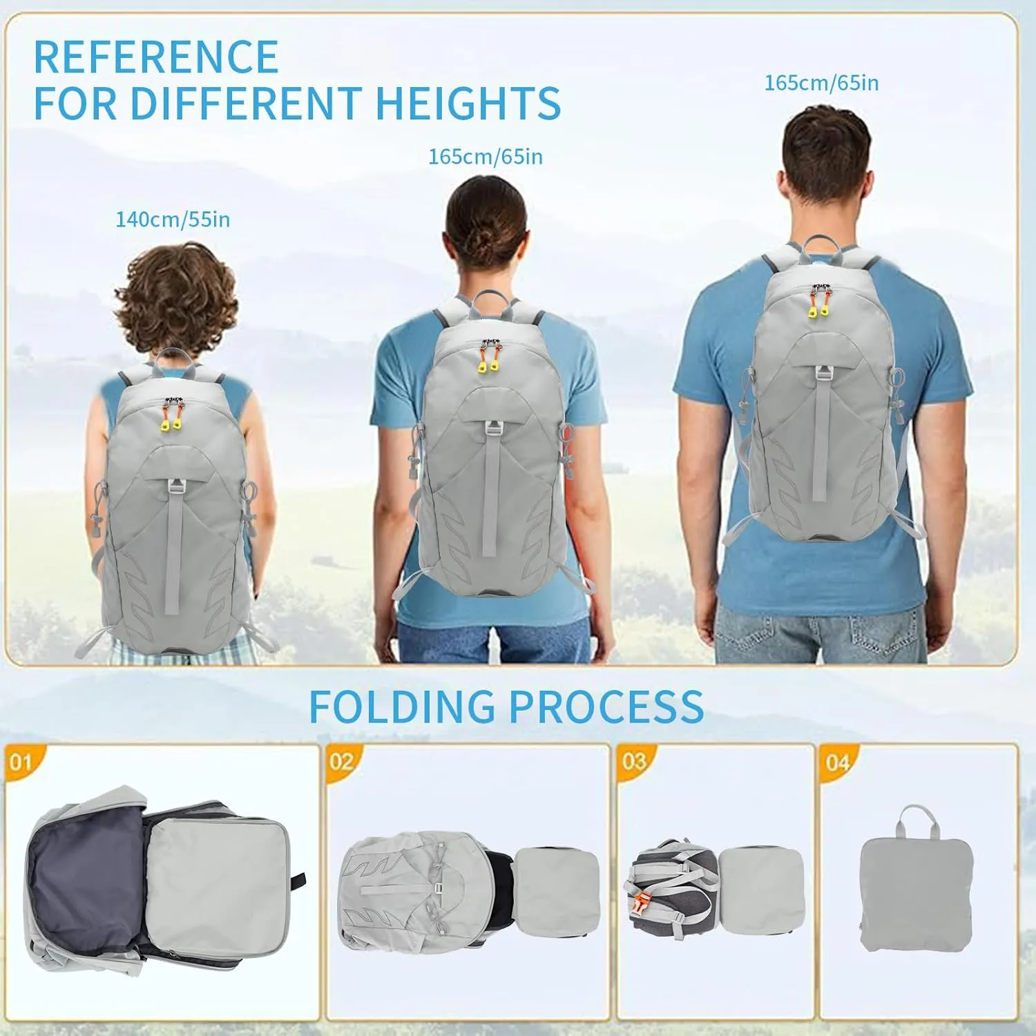 Small Lightweight Hiking Backpack20L Foldable Hiking Daypack Cycling Hydration Backpack Travel Camping Bag
