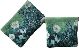 Snap Closure Organizer Pouch,Oil Paint Pattern Leather Big and Small Coin Pouch Holder Set,Portable No Zipper Self-Closing Pocket Cosmetic Bag Squeeze Top, (Roses in the Night)