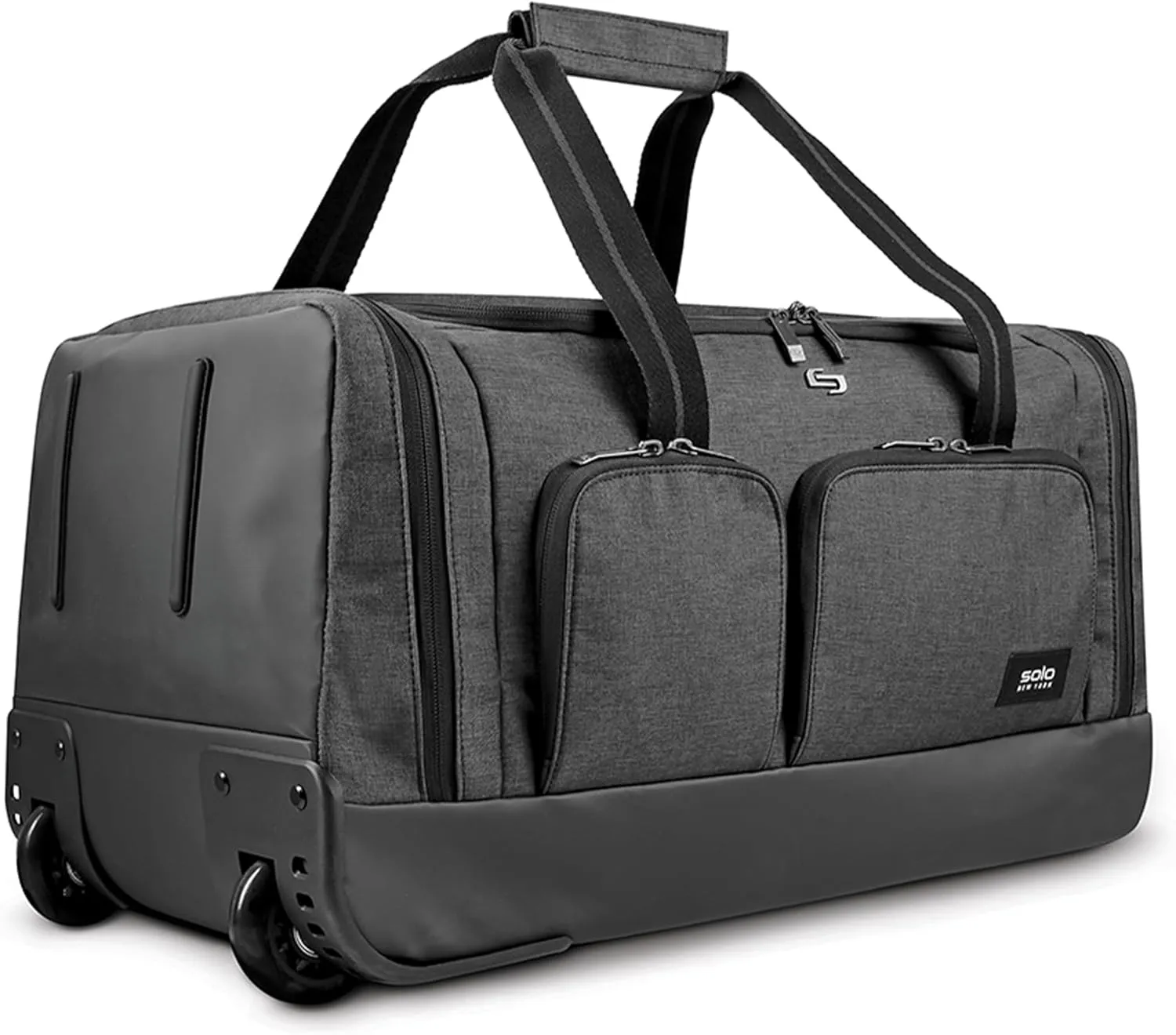 Solo New York Rolling Duffle Bag with Wheels - Wheeled Carry On Luggage for Travel, Roller Duffel for Men & Women, Telescoping Handle System, Separate Shoe & Laundry Compartment - Leroy, Gray