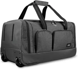 Solo New York Rolling Duffle Bag with Wheels - Wheeled Carry On Luggage for Travel, Roller Duffel for Men & Women, Telescoping Handle System, Separate Shoe & Laundry Compartment - Leroy, Gray