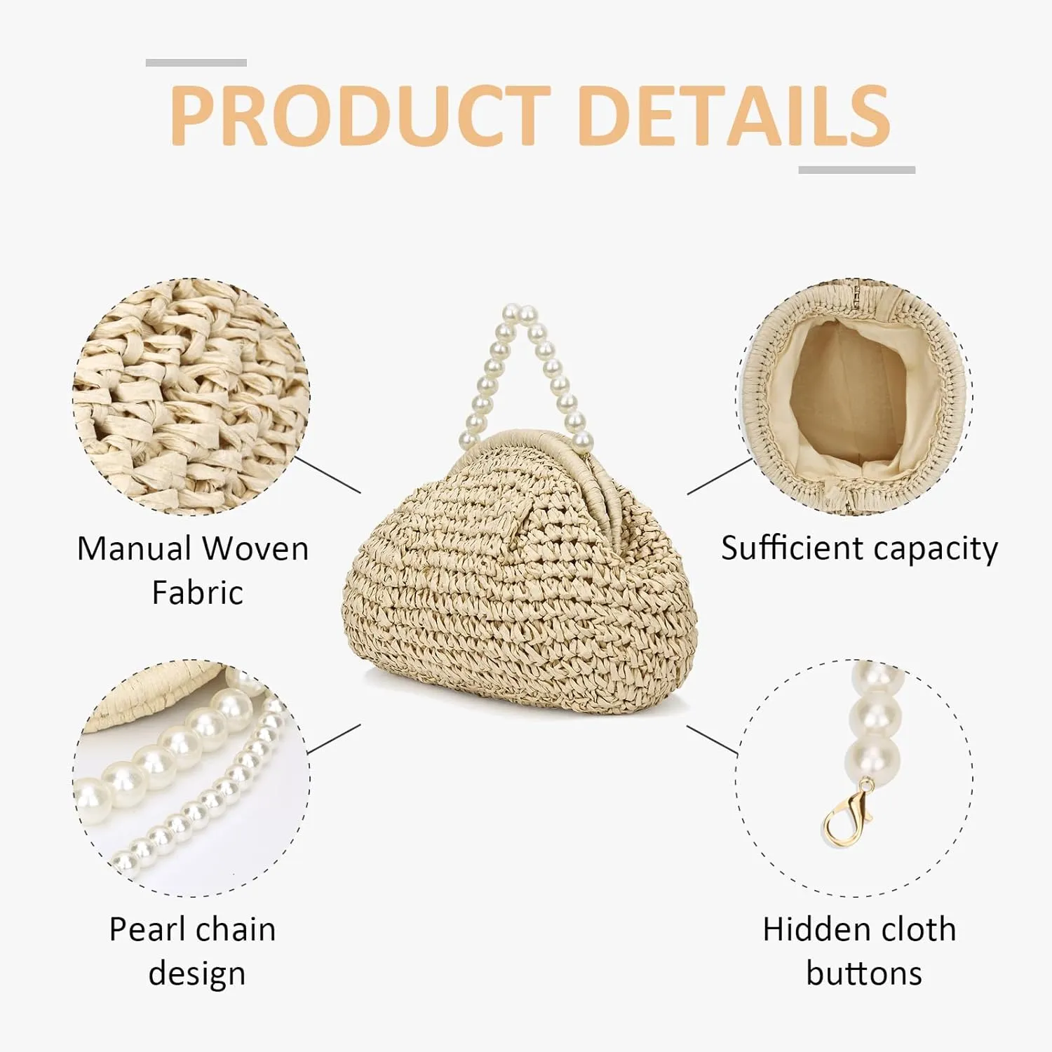 Straw Clutch Purses for Women Woven Straw Crossbody Bag Shoulder Handbag Clutch Purses for Women Straw Clutch Bag