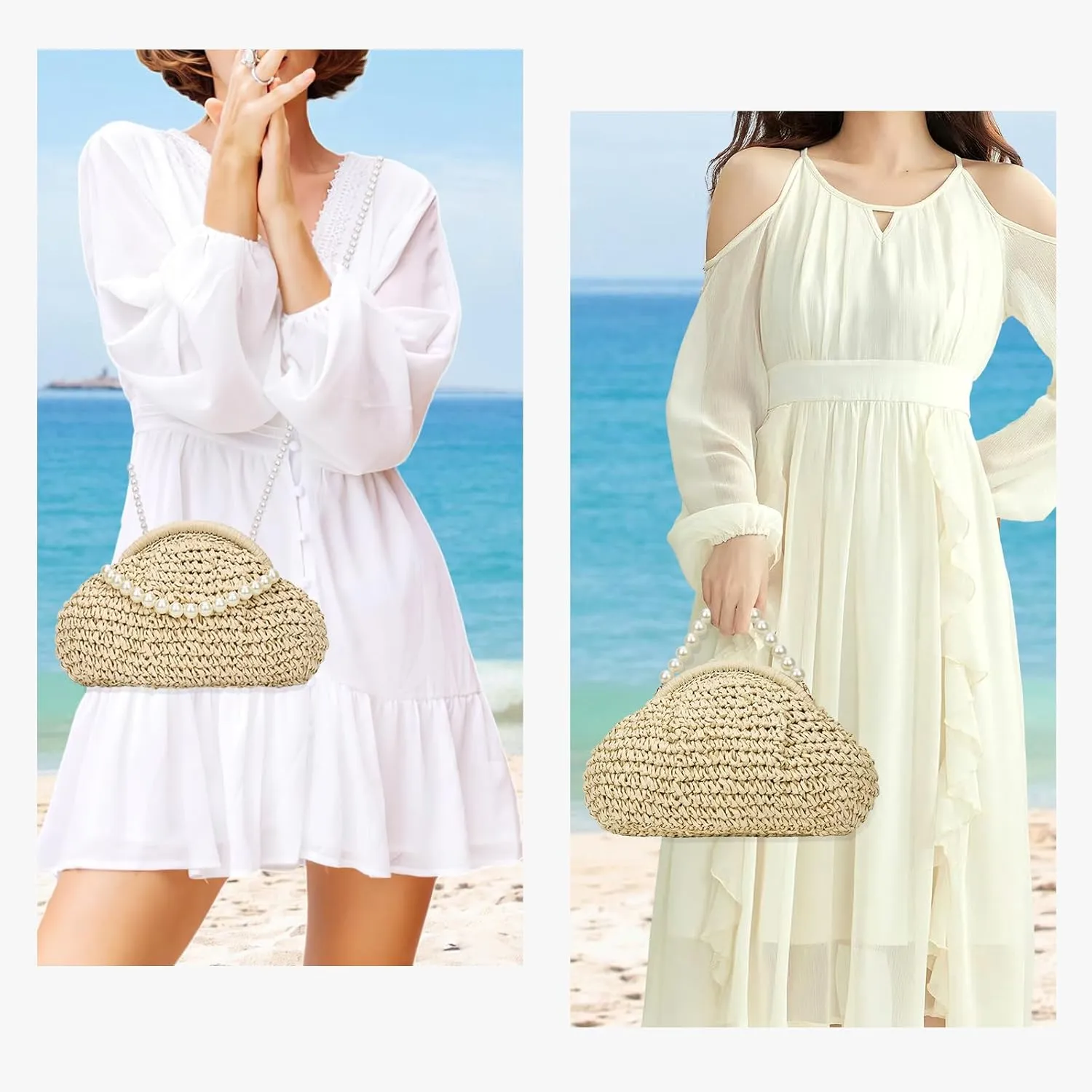 Straw Clutch Purses for Women Woven Straw Crossbody Bag Shoulder Handbag Clutch Purses for Women Straw Clutch Bag