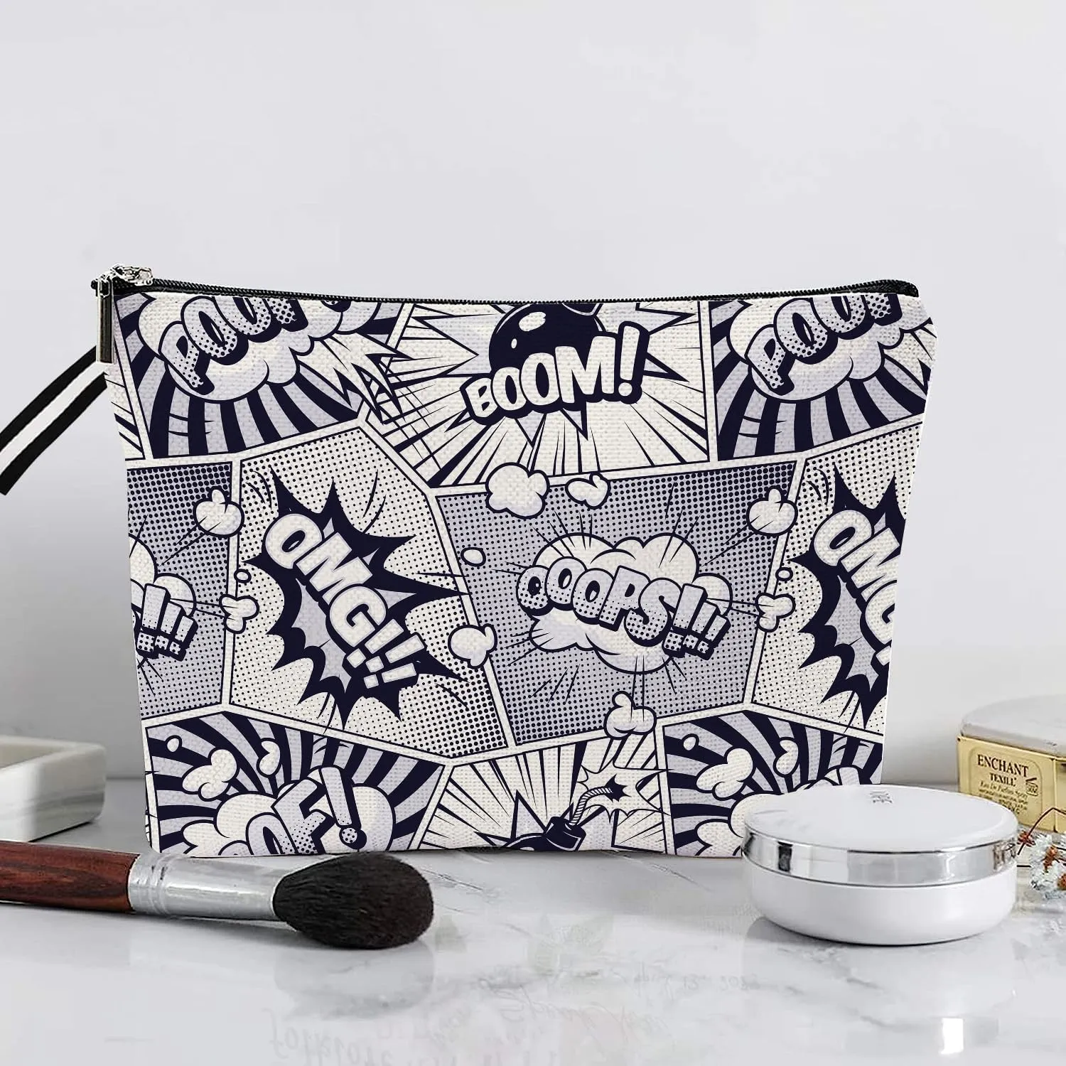 Superhero Action Sign Portable Cosmetic Bag - Dynamic Design for Every Adventure, Comics Superheros Makeup Bag Travel Toiletry Bag Superhero Themed Merchandise Gift for Heros Fans