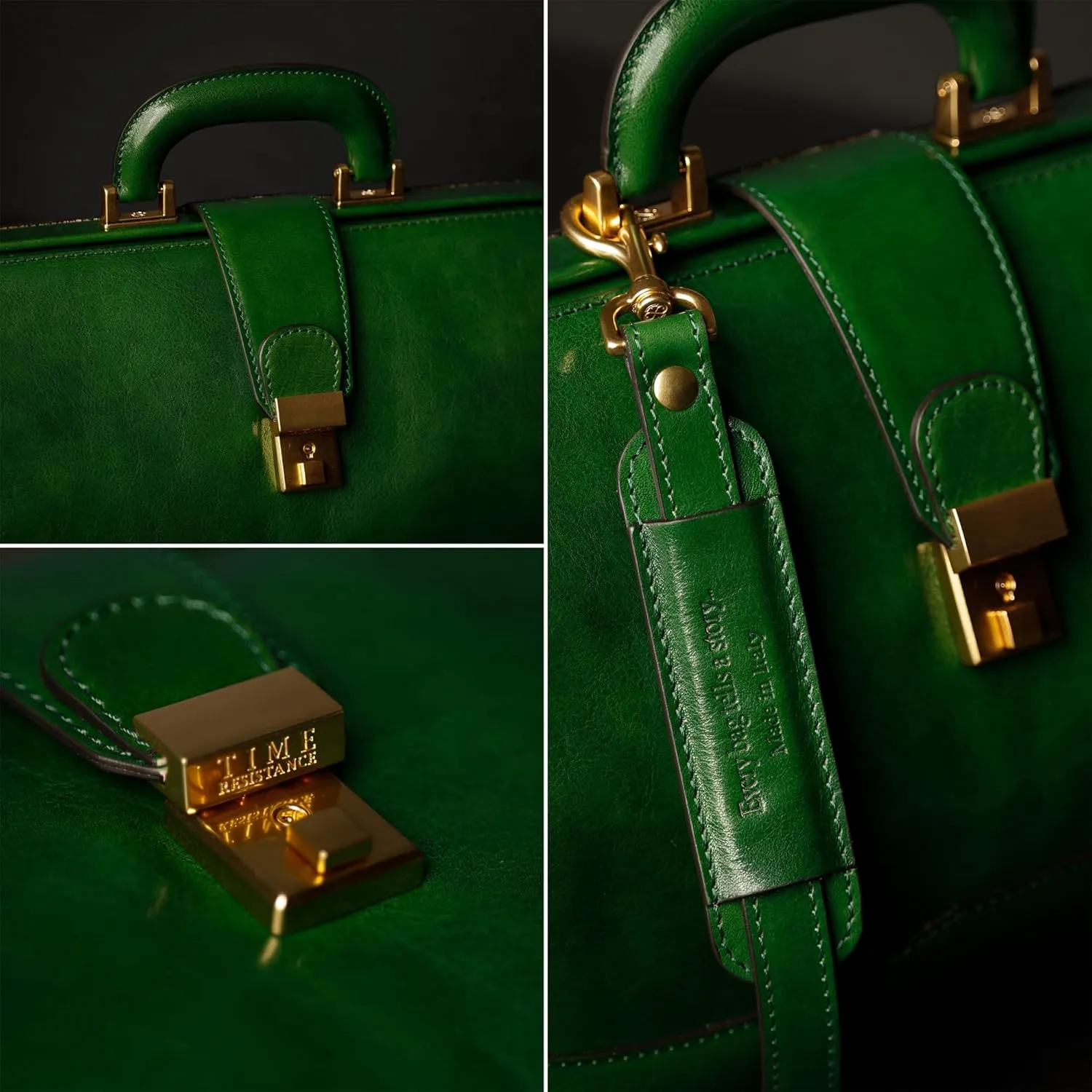Time Resistance Leather Doctor Bag - Italian Handmade Medical Bag - Vintage Style Handbag - Real Leather Briefcase