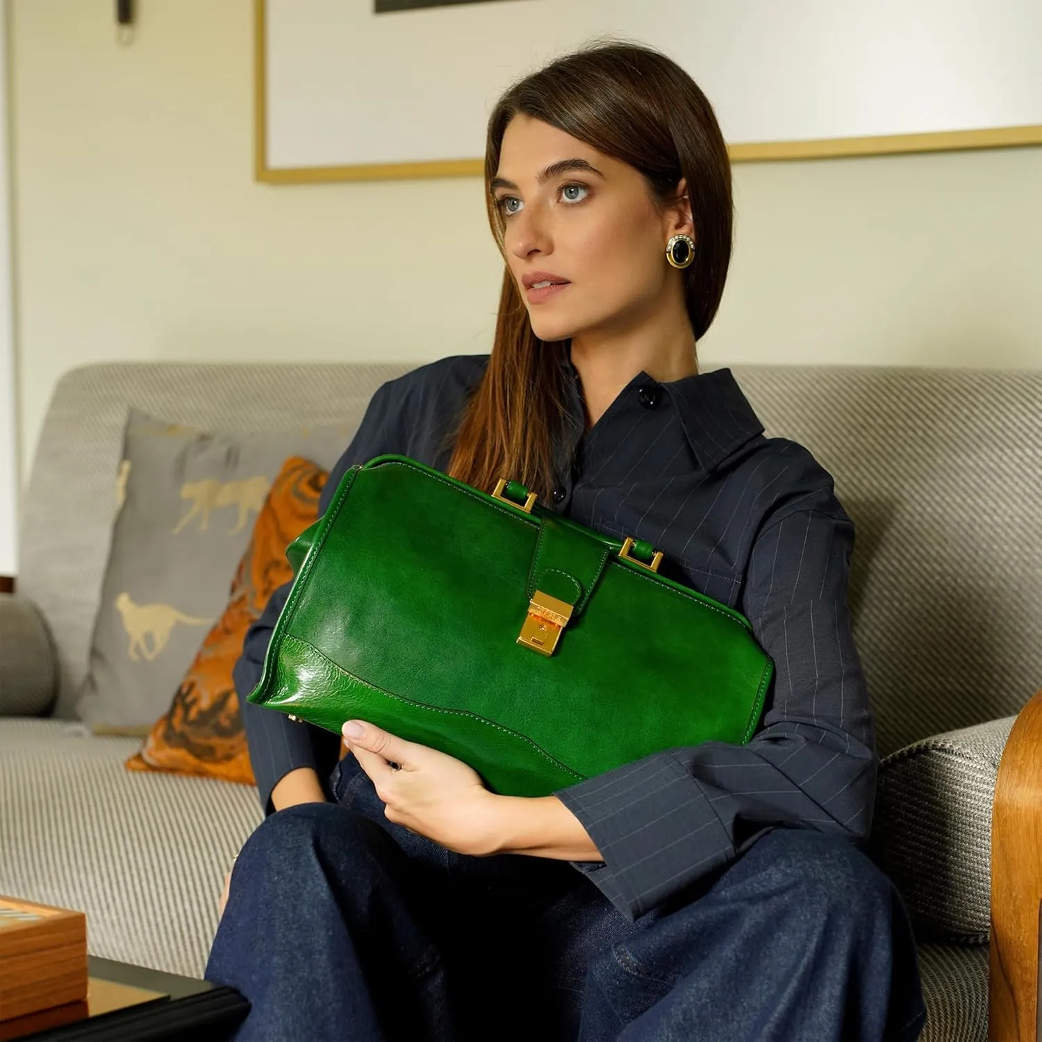 Time Resistance Leather Doctor Bag - Italian Handmade Medical Bag - Vintage Style Handbag - Real Leather Briefcase
