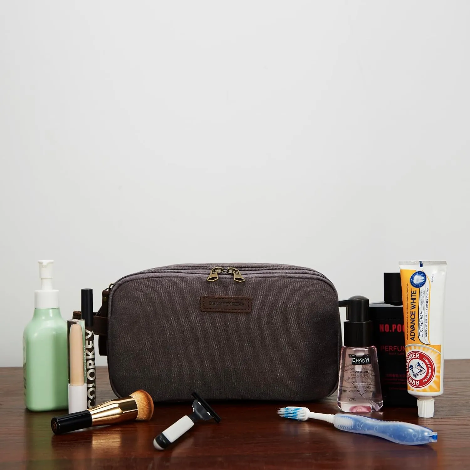 Toiletry Bag for Men,Canvas Travel Toiletry Organizer Dopp Kit Large Capacity Water Resistant Shaving Bag for Toiletries Accessories (Grey, Medium)
