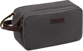 Toiletry Bag for Men,Canvas Travel Toiletry Organizer Dopp Kit Large Capacity Water Resistant Shaving Bag for Toiletries Accessories (Grey, Medium)
