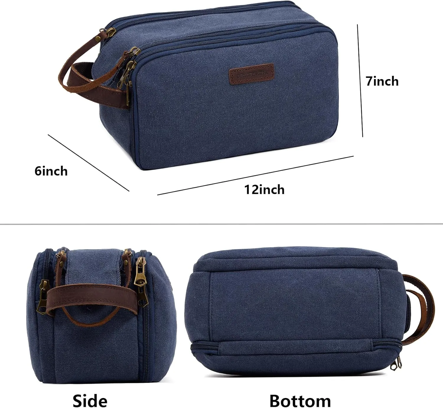 Toiletry Bag for Men,Canvas Travel Toiletry Organizer Dopp Kit Large Capacity Water Resistant Shaving Bag for Toiletries Accessories (Navy Blue, Large)