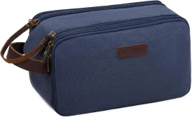 Toiletry Bag for Men,Canvas Travel Toiletry Organizer Dopp Kit Large Capacity Water Resistant Shaving Bag for Toiletries Accessories (Navy Blue, Large)