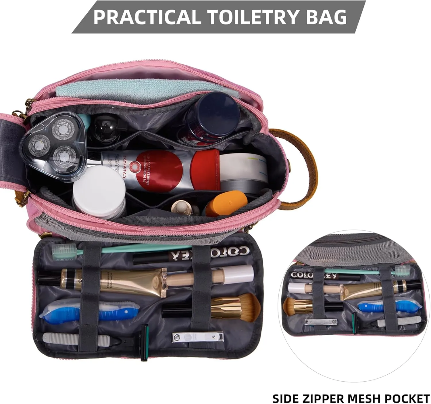 Toiletry Bag for Women, Cosmetic Makeup Bag Organizer Travel Bag for Toiletries, Dopp Kit Large Capacity Water Resistant Shaving Bag for Accessories