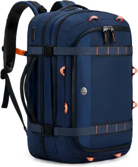 Tolaccea Travel Laptop Backpack, TSA Flight Approved Carry On Travel Duffel Backpack, Dual Laptop Storage for 17.3" and 15.6" Laptop, Large Luggage Backpack 45-50L Expandable for Men Women (Navy)