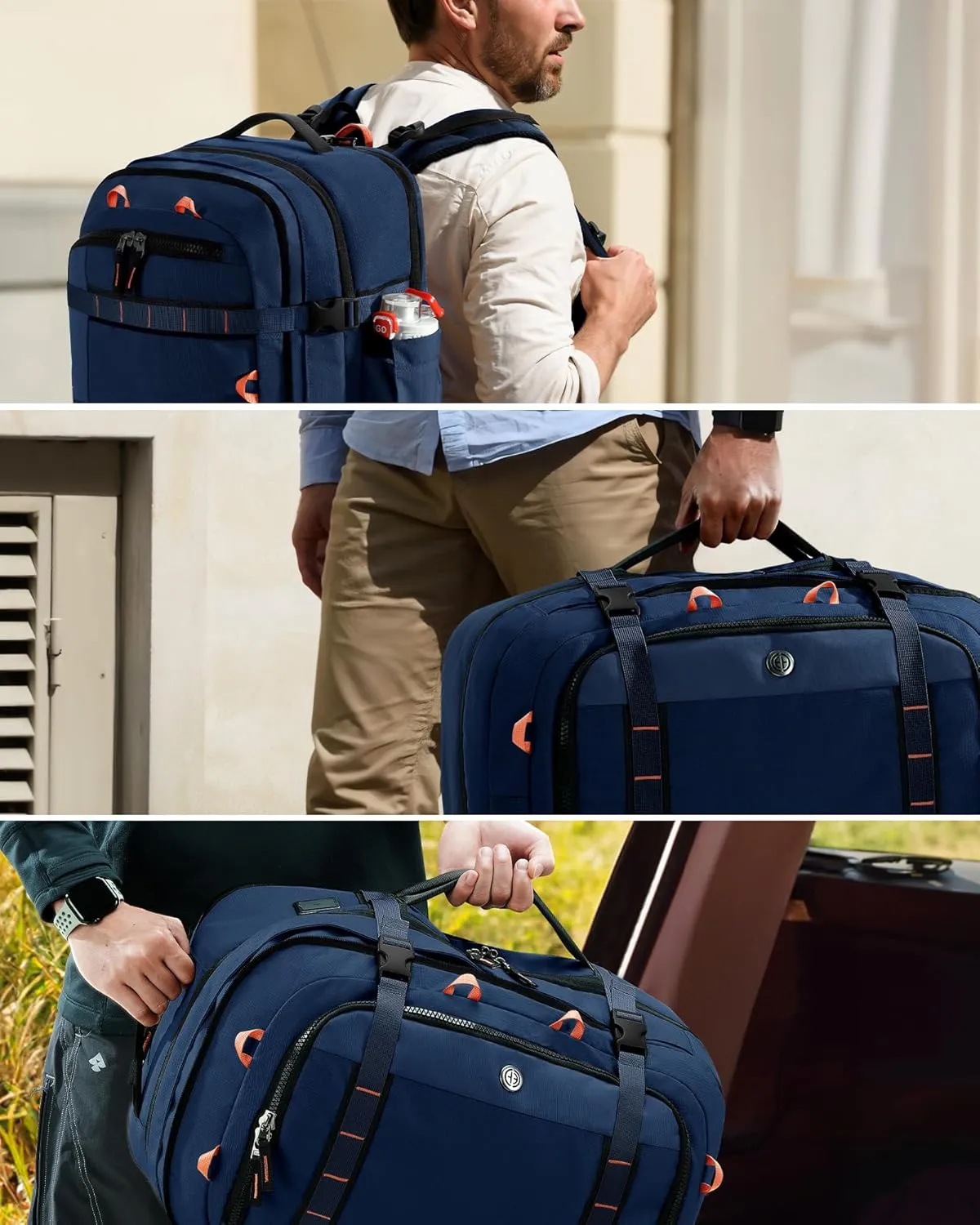 Tolaccea Travel Laptop Backpack, TSA Flight Approved Carry On Travel Duffel Backpack, Dual Laptop Storage for 17.3" and 15.6" Laptop, Large Luggage Backpack 45-50L Expandable for Men Women (Navy)