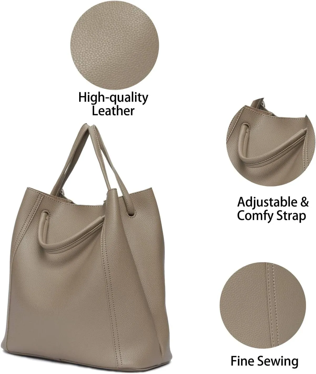 Tote Bag for Women Large Shoulder Bag Work Casual Handbags 2025 with Adjustable Strap 2PCS