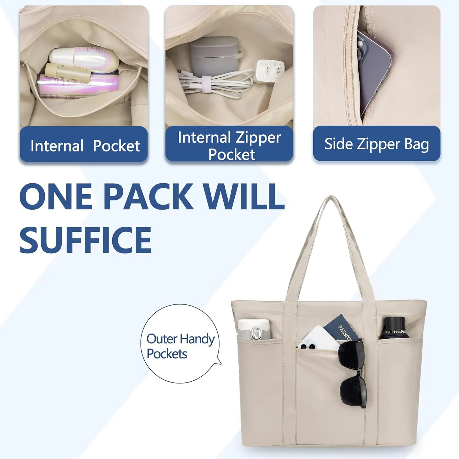 Tote Bag for Women,Large Handbag with Laptop Compartment, Shoulder Bag for Travel, Tote Bags for Work and Everyday