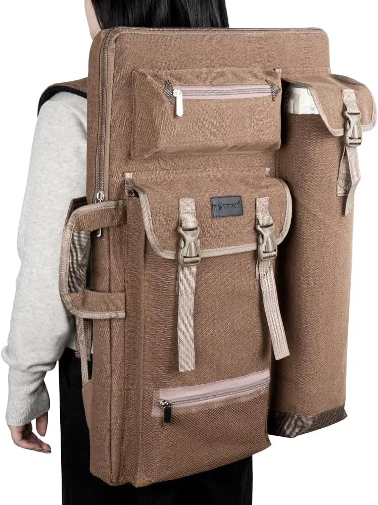 TRANSON Art Portfolio Case Artist Backpack Canvas Bag Large 26 x 19.5