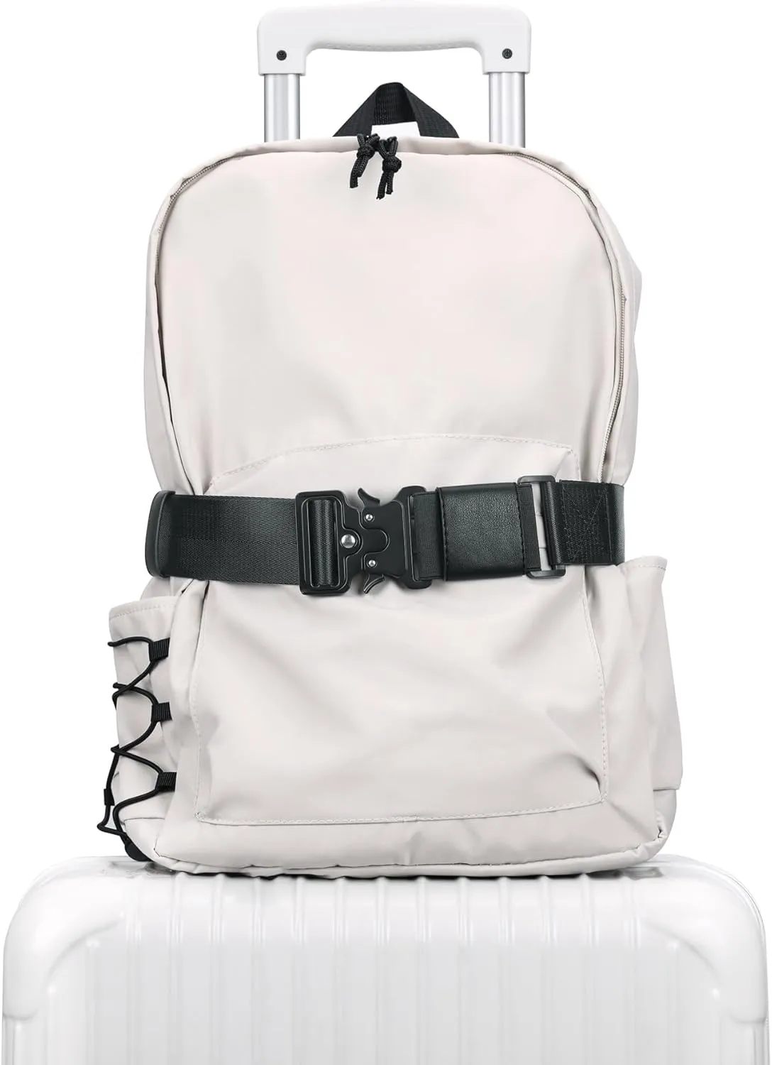 Travel Belt for Luggage Over Handle - Heavy-Duty Adjustable Luaggage Strap for Add a Bag to Carry On Suitcase - Hands-Free for Airport Trip(Storage Bag Included)
