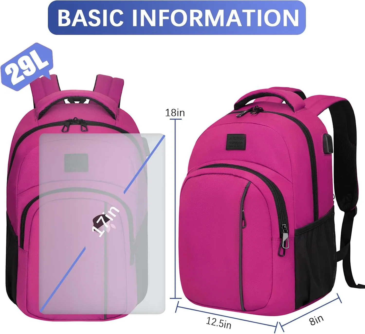 Travel Laptop Backpack,15.6 Inch Business Laptop backpack for Men Women with USB Charging Port,Water-Resistant Laptopack Weekender Daypack for Work College Computer