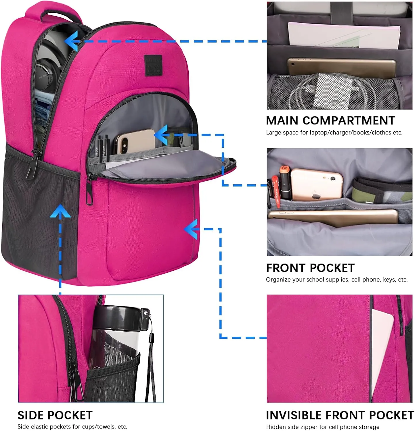 Travel Laptop Backpack,15.6 Inch Business Laptop backpack for Men Women with USB Charging Port,Water-Resistant Laptopack Weekender Daypack for Work College Computer