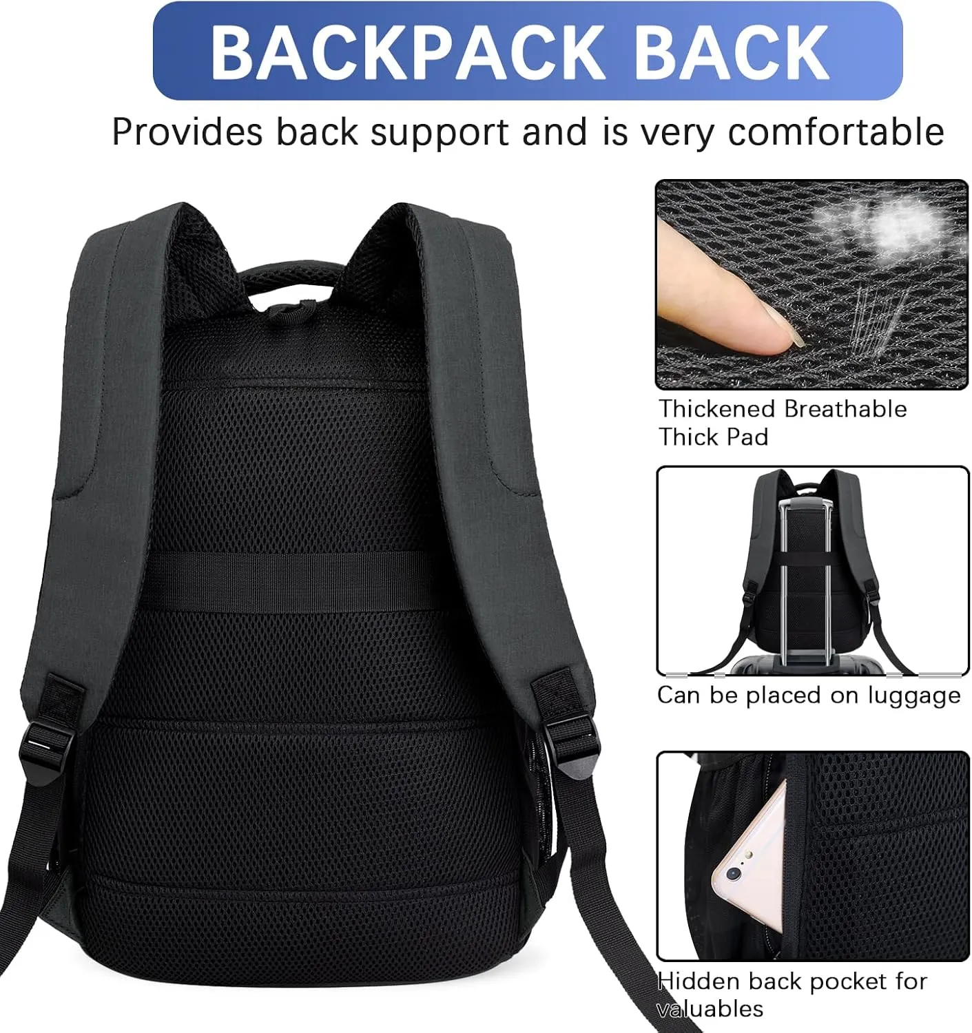 Travel Laptop Backpack,15.6 Inch Business Laptop backpack for Men Women with USB Charging Port,Water-Resistant Laptopack Weekender Daypack for Work College Computer