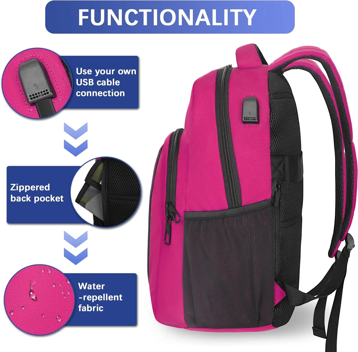 Travel Laptop Backpack,15.6 Inch Business Laptop backpack for Men Women with USB Charging Port,Water-Resistant Laptopack Weekender Daypack for Work College Computer
