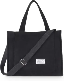 UERRUAM Corduroy Tote Bag for Women Work Crossbody Purse for Everyday,College,Travel,Lightweight Handbag Adjustable Strap