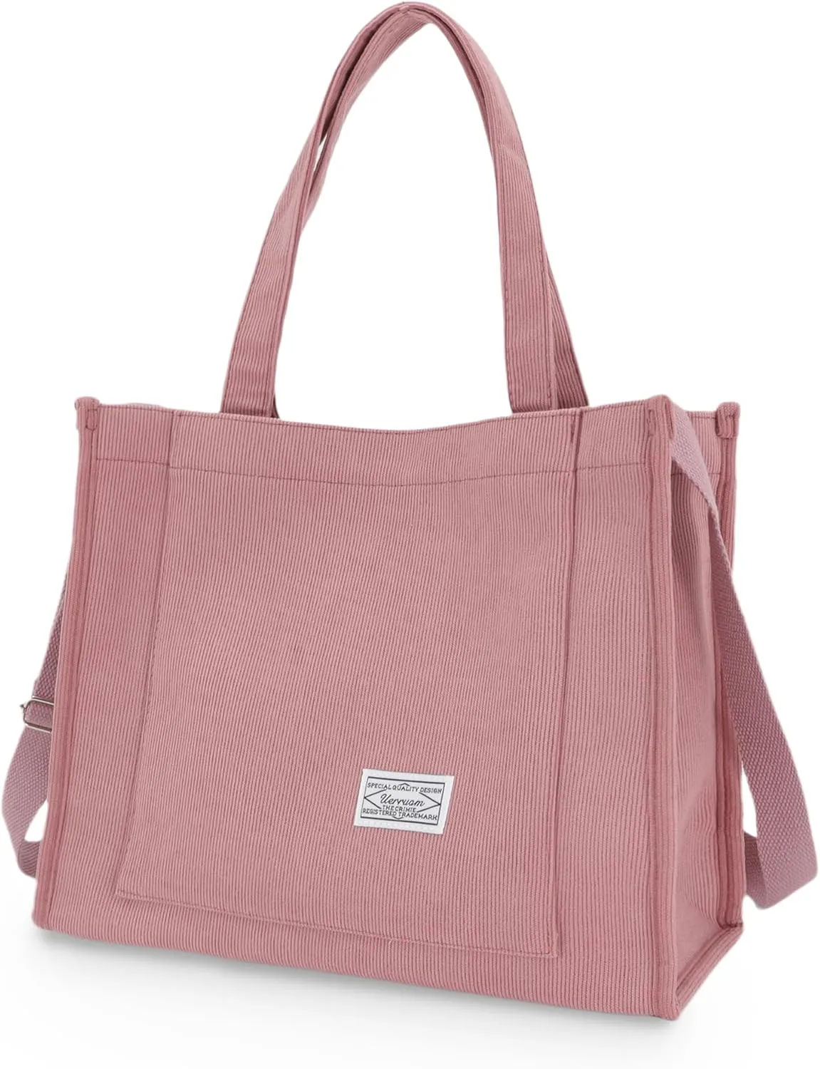 UERRUAM Corduroy Tote Bag for Women Work Crossbody Purse for Everyday,College,Travel,Lightweight Handbag Adjustable Strap