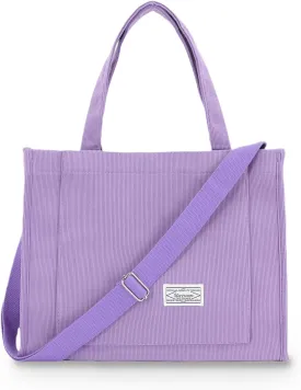 UERRUAM Corduroy Tote Bag for Women Work Crossbody Purse for Everyday,College,Travel,Lightweight Handbag Adjustable Strap