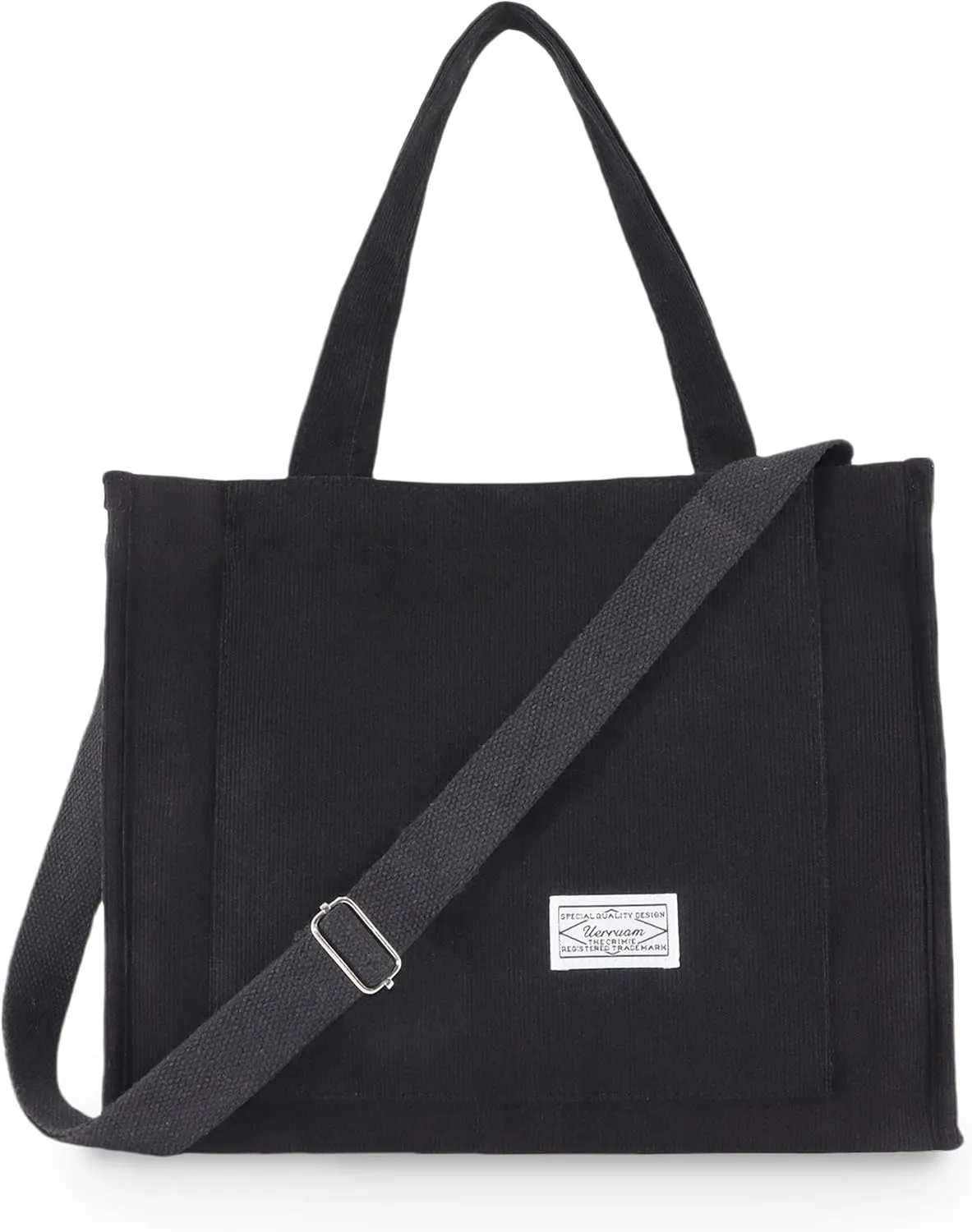 UERRUAM Corduroy Tote Bag for Women Work Crossbody Purse for Everyday,College,Travel,Lightweight Handbag Adjustable Strap
