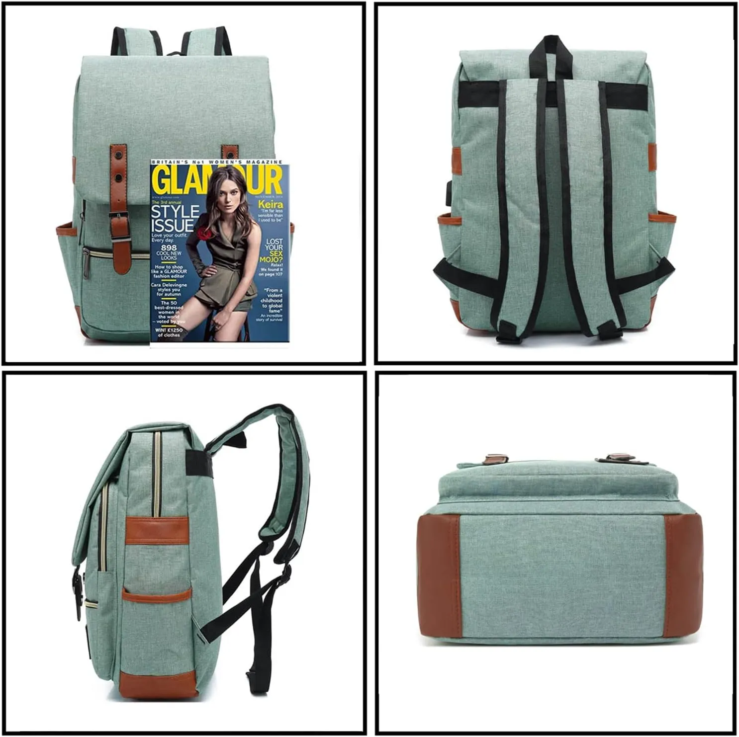 UGRACE Slim Business Laptop Backpack Elegant Casual Daypacks Outdoor Sports Rucksack College Shoulder Bag for Men Women, Tear Resistant Unique Travelling Backpack Fits up to 15.6Inch Laptop in Green