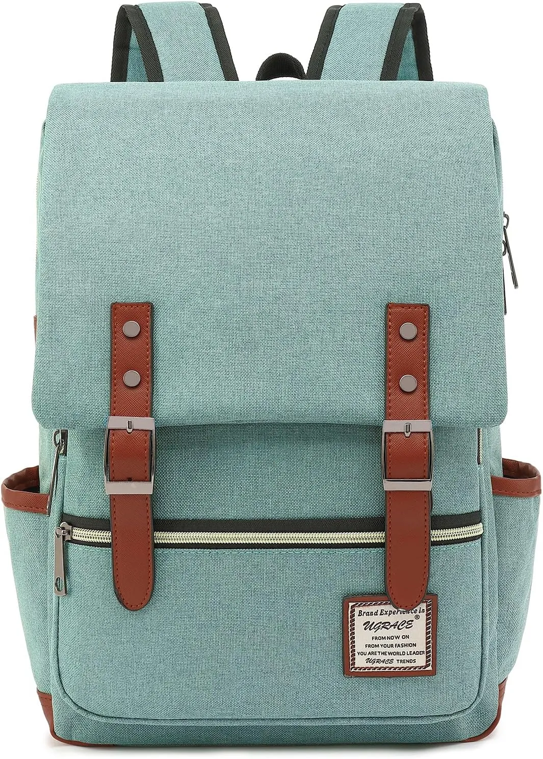 UGRACE Slim Business Laptop Backpack Elegant Casual Daypacks Outdoor Sports Rucksack College Shoulder Bag for Men Women, Tear Resistant Unique Travelling Backpack Fits up to 15.6Inch Laptop in Green