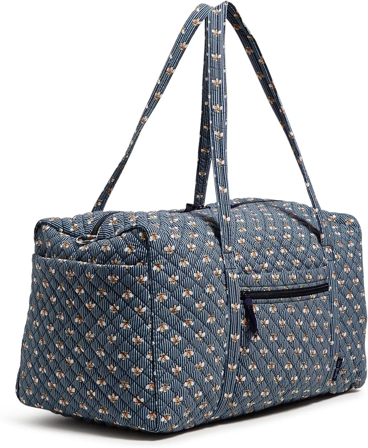 Vera Bradley Large Travel Duffle Bag, Bees Navy-Recycled Cotton