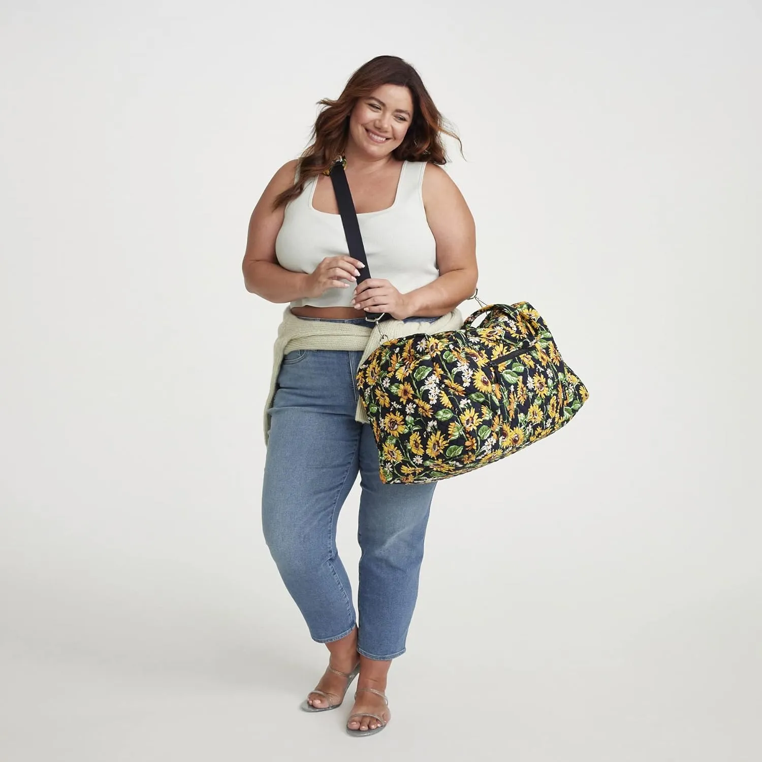 Vera Bradley Large Travel Duffle Bag, Bees Navy-Recycled Cotton