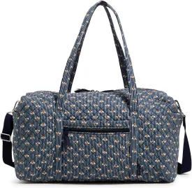 Vera Bradley Large Travel Duffle Bag, Bees Navy-Recycled Cotton