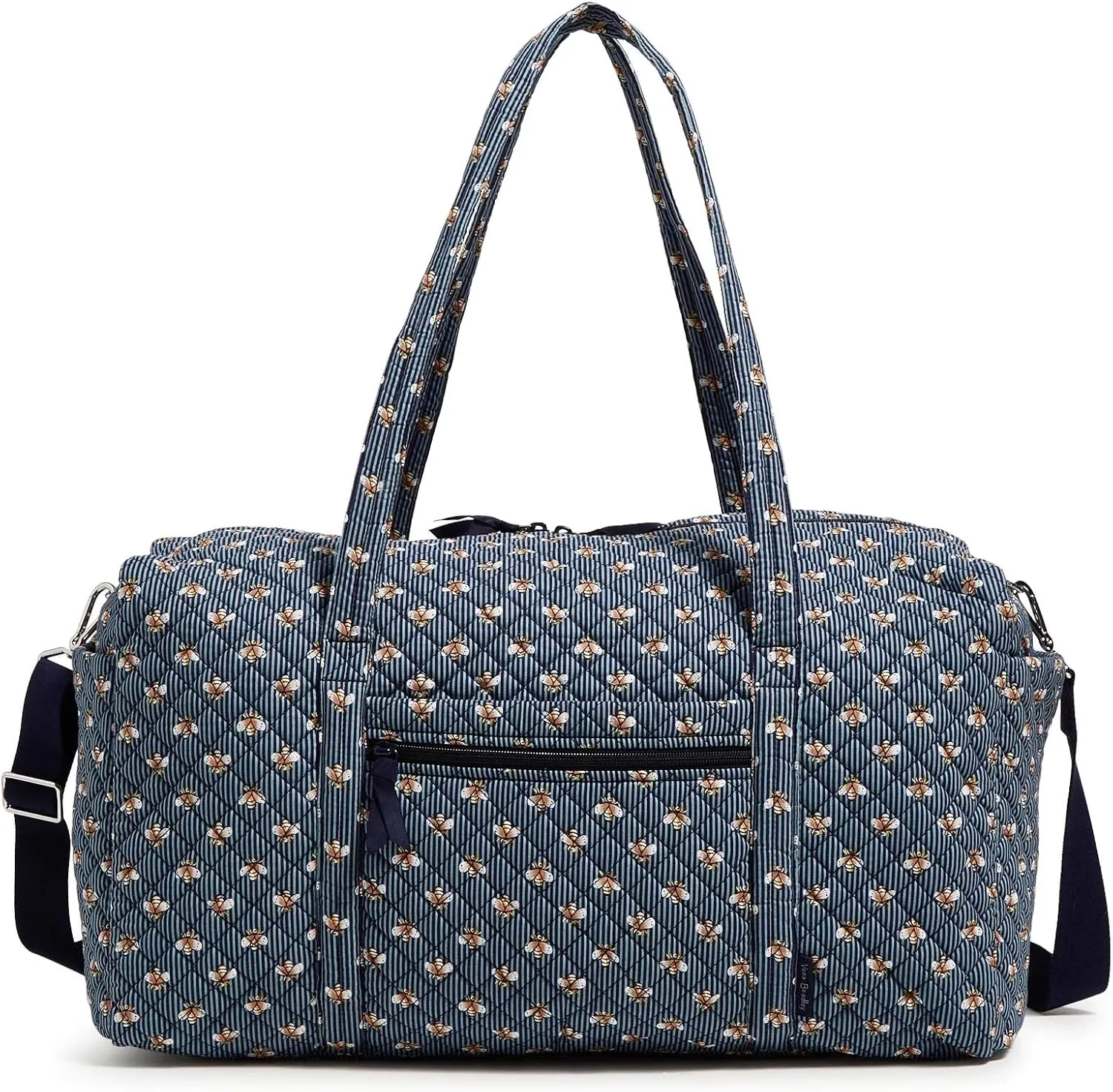 Vera Bradley Large Travel Duffle Bag, Bees Navy-Recycled Cotton