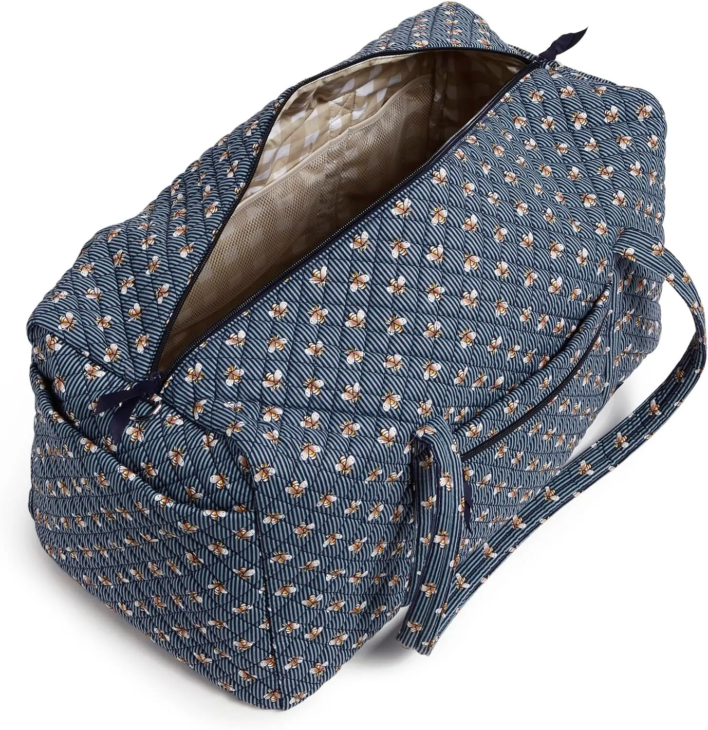 Vera Bradley Large Travel Duffle Bag, Bees Navy-Recycled Cotton