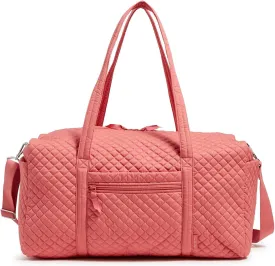 Vera Bradley Women's Cotton Large Travel Duffel Bag, Terra Cotta Rose - Recycled Cotton, One Size