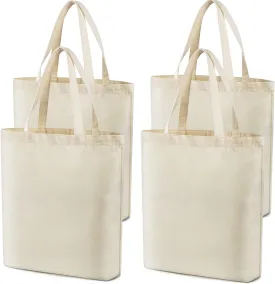 Veyist 4 Pcs Reusable Large Canvas Tote Bags, Blank Multi-purpose Canvas Bags, Suitable for DIY Project, Grocery, Shopping.