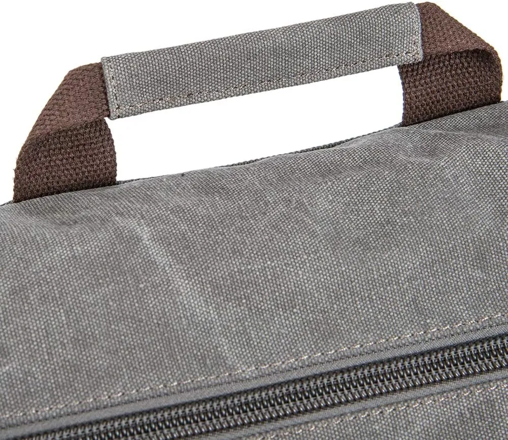 Vintage Genuine Leather Waxed Canvas Briefcase Large Satchel Shoulder Bag Rugged Computer 15.6" Laptop Bag